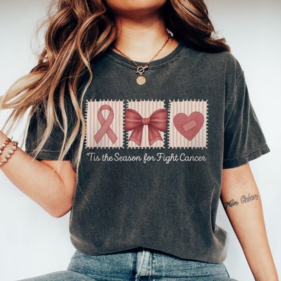 Tee Clo Breast Cancer Shirt, Tis The Season To Fight Cancer Tee, Pink Ribbon Awareness Gift, Cancer Survivor Support T-Shirt All Size S-5XL, Full Size S-5XL