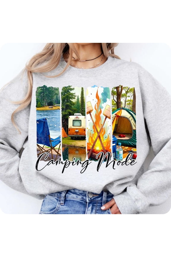 Camping Mode : Retro Family Adventure Sublimation Design All Size S-5XL, Full size S-5XL