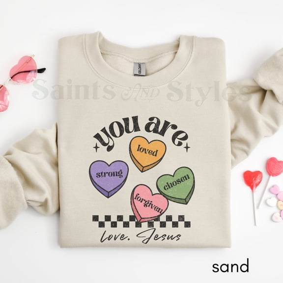 Tee Clo Candy Hearts Sweatshirt Retro Valentine Self Love Cute Cozy Outfit, Full size S-5XL