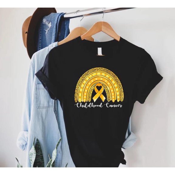 Tee Clo Childhood Cancer Shirt, Cancer Support Squad Tshirt, Childhood Cancer Gift, Wear Gold Ribbon Tee, September Wear Gold Outfit, Awareness Tee All Size S-5XL, Full Size S-5XL