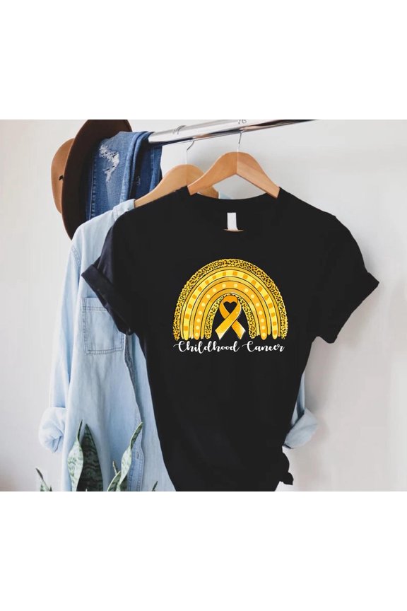 Childhood Cancer Shirt, Cancer Support Squad Tshirt, Childhood Cancer Gift, Wear Gold Ribbon Tee, September Wear Gold Outfit, Awareness Tee All Size S-5XL, Full Size S-5XL