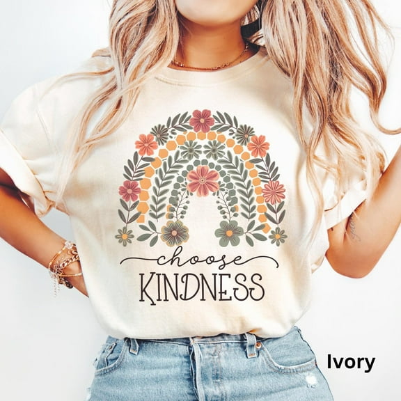 Tee Clo Choose Kindness Shirt, Inspirational Shirts, Be Kind T-Shirt, Floral Tshirt Motivational Tee For Women Gift For Her Kindness Shirt Self Love All Size S-5XL, Full Size S-5XL