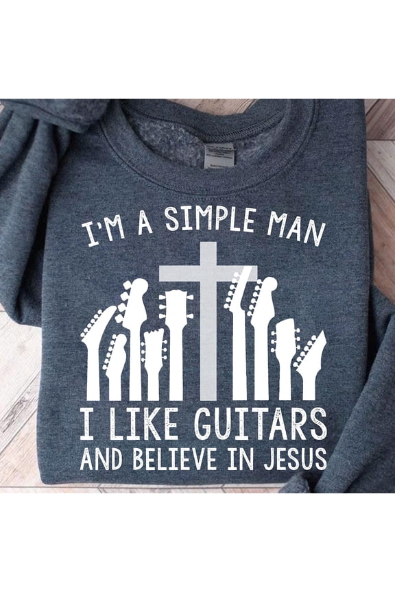 Christian Guitar Cross Design: Simple Man All Size S-5XL, Full size S-5XL