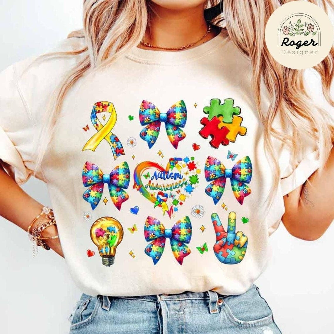 Tee Clo Coquette Bows Puzzle Autism Awareness Shirt, Family Autism Support 2025, Autism Month April Gift, Autism Mom Dad Shirt, Women Autism Ribbon All Size S-5XL, Full Size S-5XL