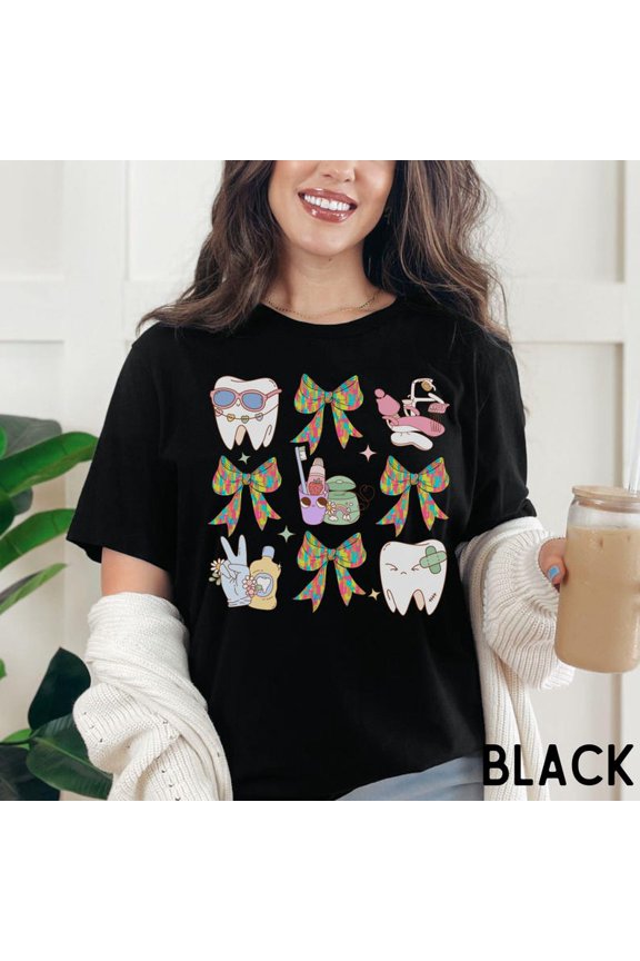 Coquette Dental Sweatshirt, Cute Group Dental Assistant Shirt, Dental Hygienist Gift, Dentist Office Staff Shirt, Dental Student Sweater All Size S-5XL, Full Size S-5XL