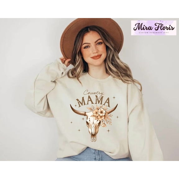 Tee Clo Country Mama Sweatshirt, Western Mama Sweat, Country Music Sweat, Western Cow Sweatshirt, Mama Sweat, Mother'S Day Gift, Mothers Day All Size S-5XL, Full size S-5XL