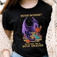 thumbnail image 1 of Tee Clo Dragon Bookworm T-Shirt Reading Fantasy Lover Literature Graphic Tee, Full Size S-5XL, 1 of 5
