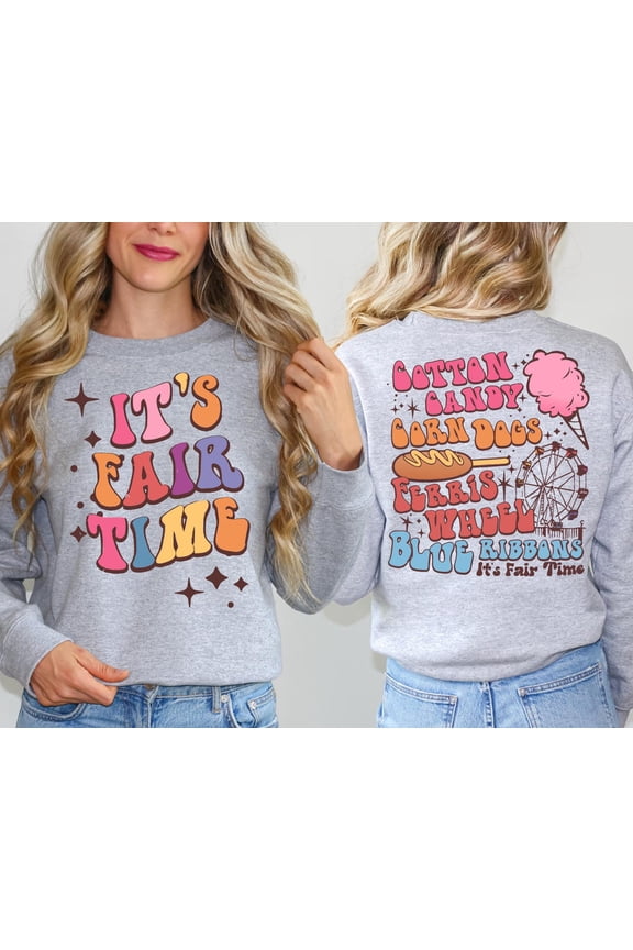 Fair Time Sweatshirt Carnival Cotton Candy Retro Circus Fun Cozy Outfit, Full size S-5XL