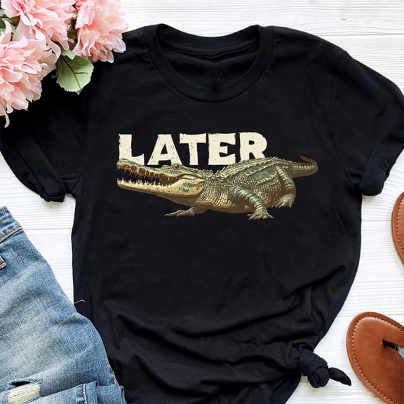Tee Clo Later Gator T-Shirt Retro Alligator Cotton Graphic Tee, Full Size S-5XL
