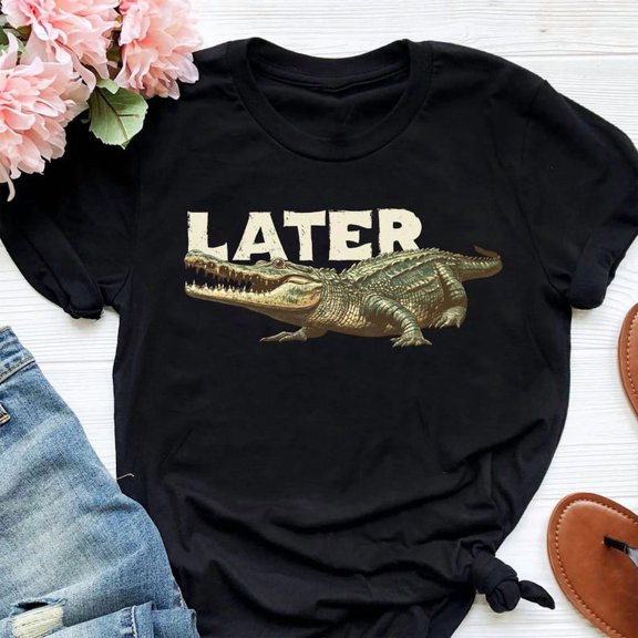 Tee Clo Later Gator T-Shirt Retro Alligator Cotton Graphic Tee, Full Size S-5XL