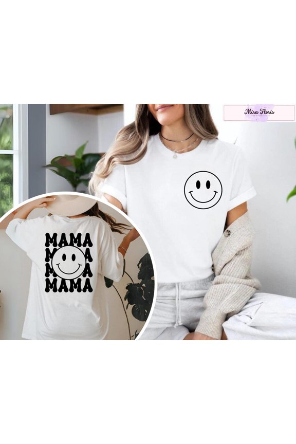 Mama Smile Face Shirt, Hot Yellow Happy Mom Tee All Size S-5XL, Full Size S-5XL