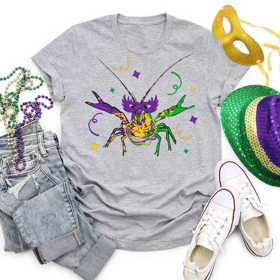 Tee Clo Mardi Gras Crawfish T-Shirt Louisiana Parade Carnival Celebration Tee, Full Size S-5XL