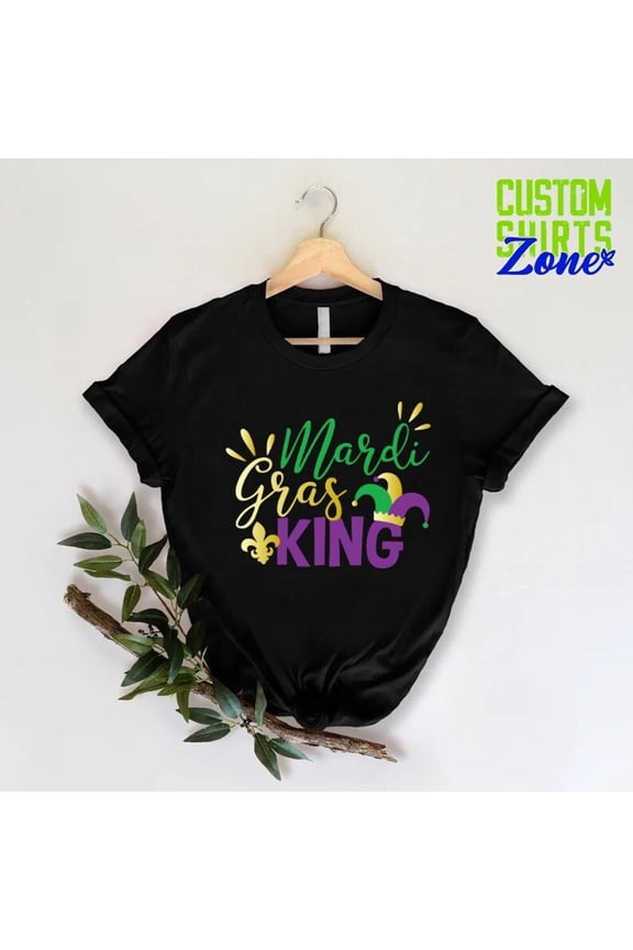Mardi Gras King T-Shirt Louisiana Parade New Orleans Festival Tee, Full Size S-5XL