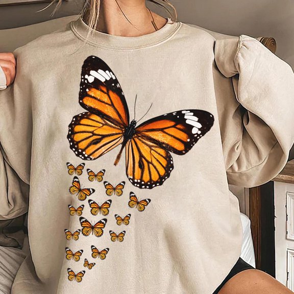 Tee Clo Monarch Butterfly Design – For Sublimation, Diy Crafts, And Nature-Themed Projects All Size S-5XL, Full size S-5XL