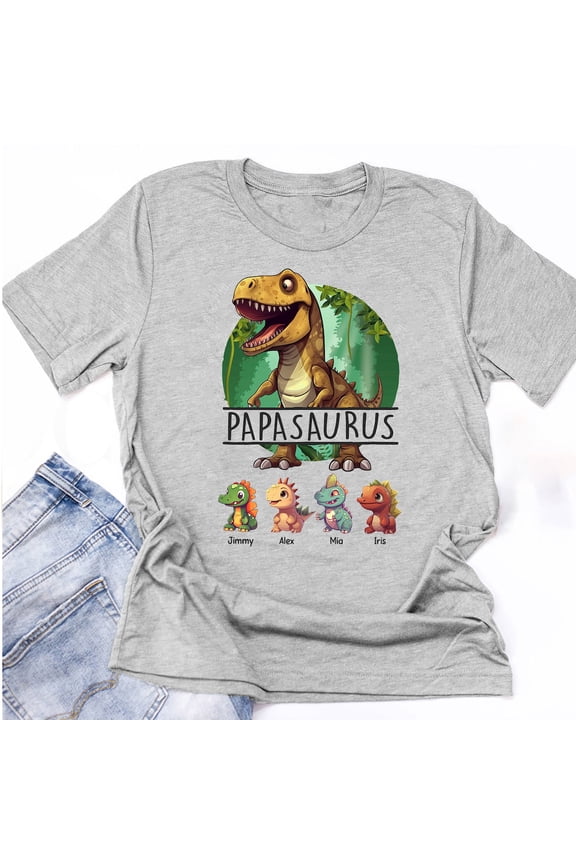 Papasaurus T-Shirt Dinosaur Grandpa Father’s Day Dad Gift Tee, Full Size S-5XL