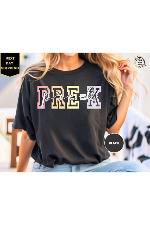 Pre-K Teacher T-Shirt Preschool Squad Graphic for Teaching Team Classroom Outfit, Full Size S-5XL