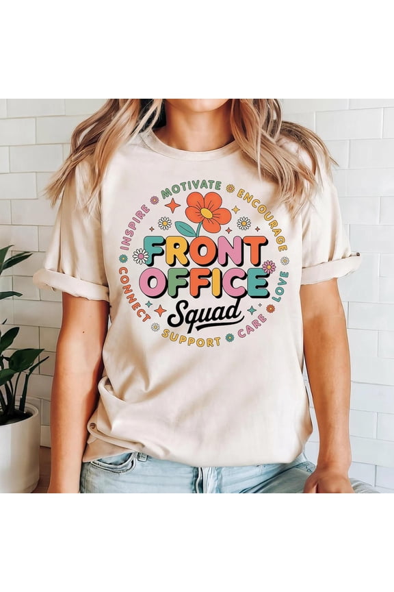 Retro Front Office Squad T-Shirt Secretary Assistant Workplace Team Tee, Full Size S-5XL