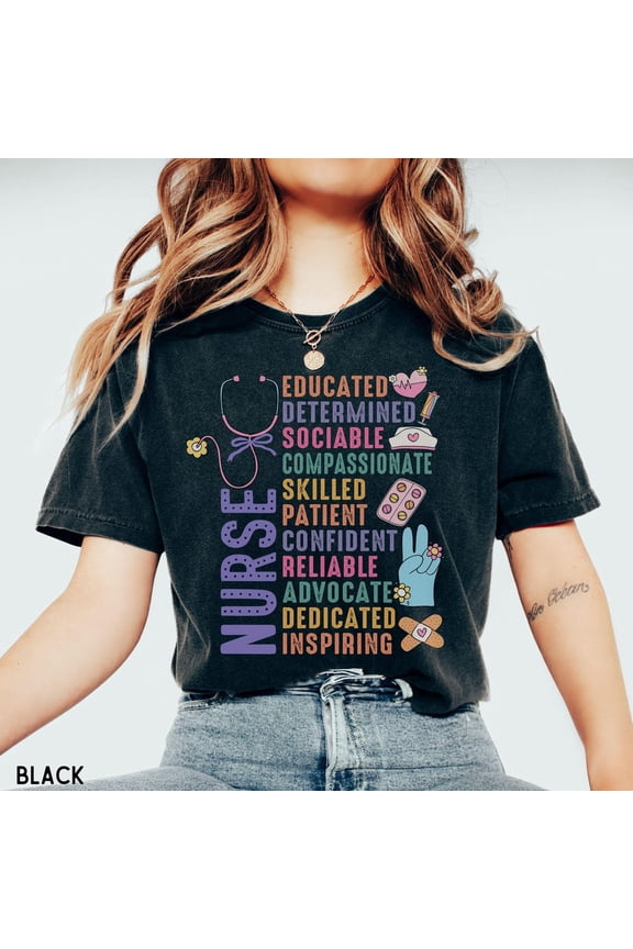 Retro Nurse T-Shirt, Colorful Rn Nurse Gift, Peds Nurse Tee, Medical Healthcare Top, Group Clinical Nurse Crewneck Shirts All Size S-5XL, Full Size S-5XL