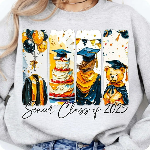 Tee Clo Retro Senior 2025 : Brushstroke Graduation Design All Size S-5XL, Full size S-5XL