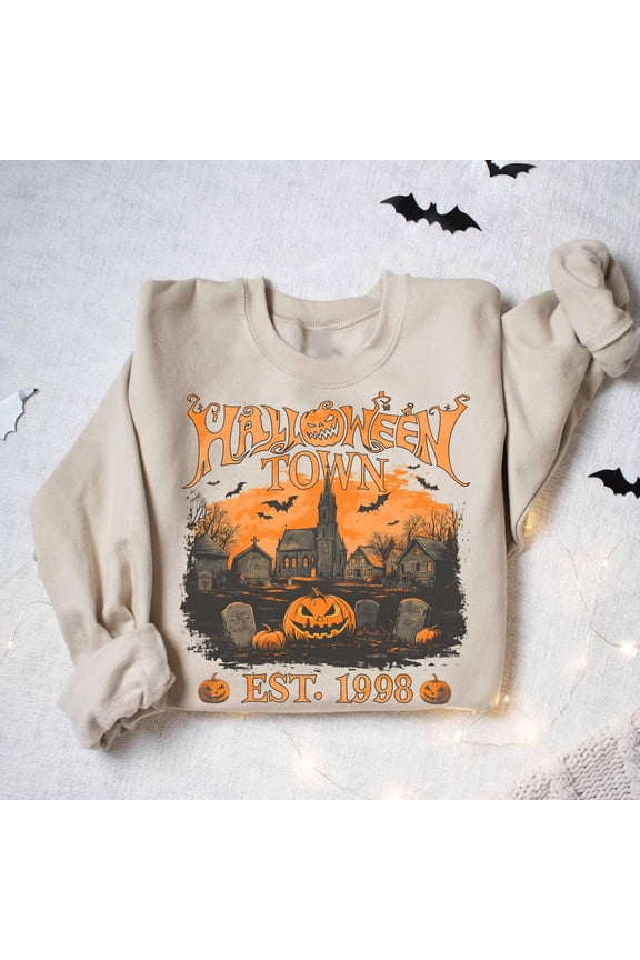 Retro Town Est 1998 Sweatshirt Spooky Season Cotton Design, Full size S-5XL