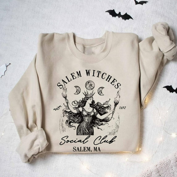 Tee Clo Salem Witches Sweatshirt Retro Gothic Spooky Inspired Design, Full size S-5XL