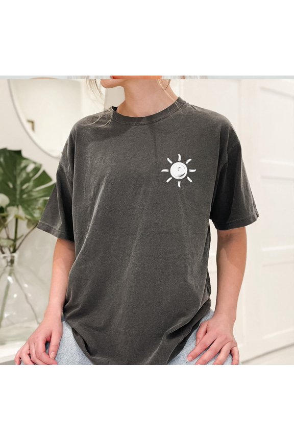 Sun Graphic T-Shirt Minimal Summer Beach Graphic T-Shirt Vacation Vibe Tee, Full Size S-5XL