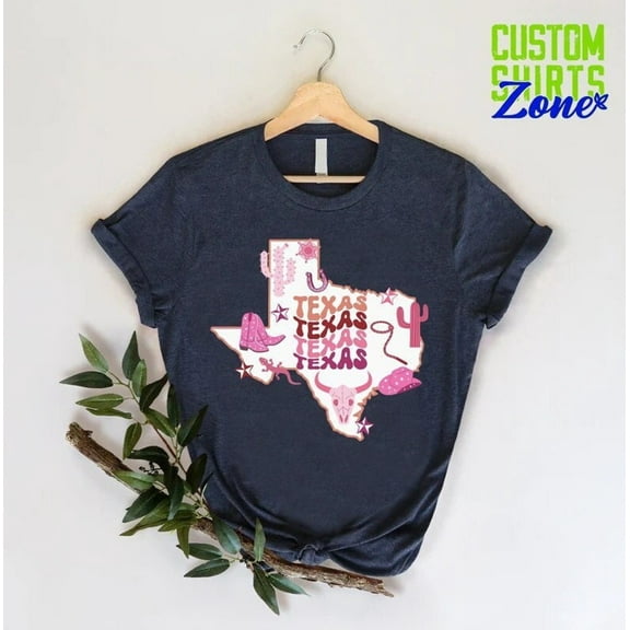 Tee Clo Texas Map T-Shirt Home State Lone Star Graphic Tee, Full Size S-5XL