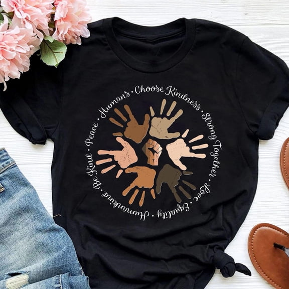 Tee Clo Unity Hands T-Shirt Social Justice Equality Inclusion Human Rights Tee, Full Size S-5XL