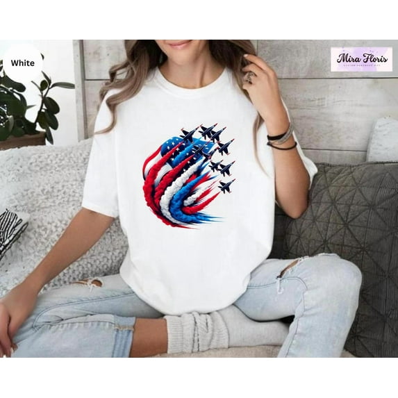 Tee Clo Usa Fighter Jet Shirt, Patriotic American Flag Tee All Size S-5XL, Full Size S-5XL