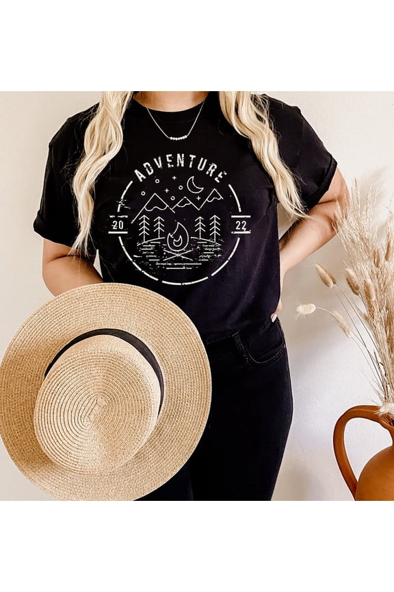Vintage Adventure T-Shirt Outdoor Camping Hiking Graphic T-Shirt Summer Explore Tee, Full Size S-5XL