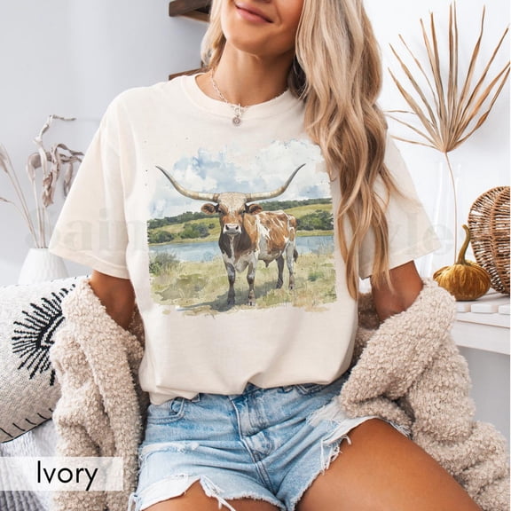 Tee Clo Vintage Longhorn T-Shirt Retro Wildlife T-Shirt Rancher Gift Animal Lover Tee, Full Size S-5XL