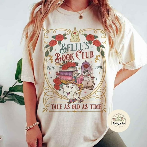 Tee Clo Vintage Retro Belle'S Book Club Shirt, Tale As Old As Time Beauty And The Beast Shirt, Belle Princess Tee, Book Lover Gift For Her Shirt All Size S-5XL, Full Size S-5XL