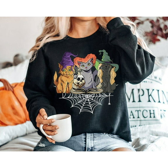 Tee Clo Witchy Cats Sweatshirt Spooky Feline Lover Retro Cozy Outfit, Full size S-5XL