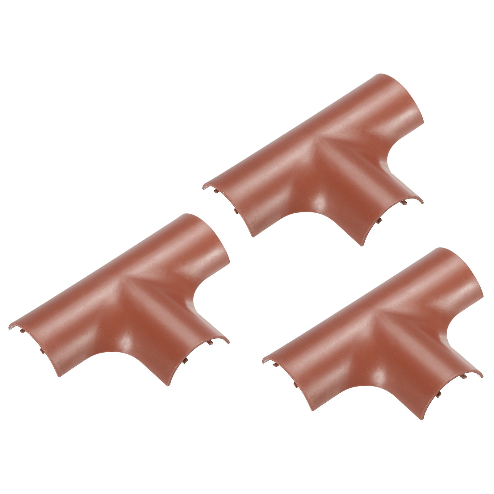 Tee Connector Small Cord Cover Half Round 2.52 Inch x 0.47 Inch Brown 3 Pcs
