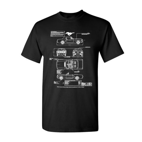 Tee Hunt 1966 Ford Mustang GTprint T-Shirt American Classic Men's Novelty Shirt, Black, 4X-Large