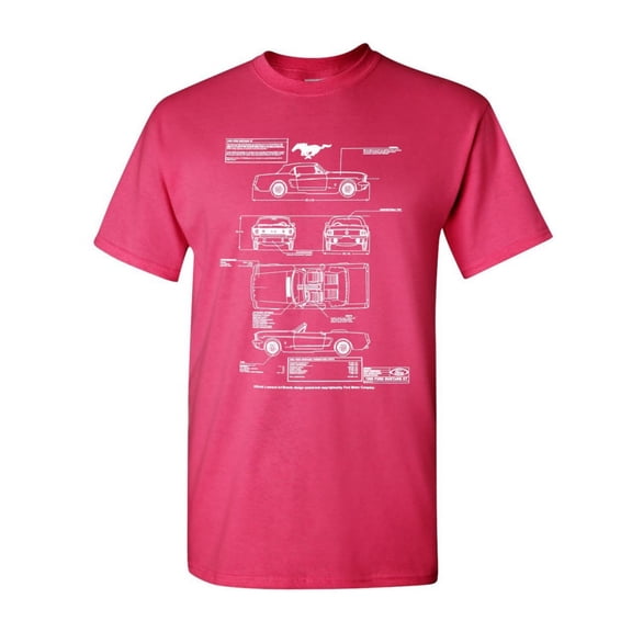 Tee Hunt 1966 Ford Mustang GTprint T-Shirt American Classic Men's Novelty Shirt, Hot Pink, Medium