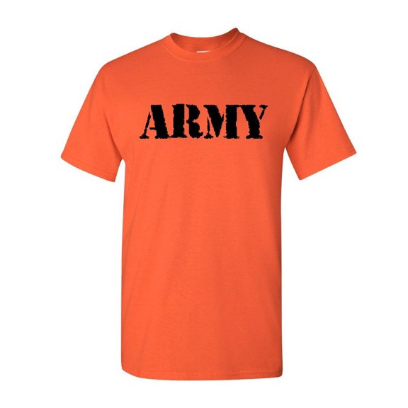 Tee Hunt ARMY T-Shirt Military Veteran POW MIA Patriotic Veteran's Day Mens Shirt, Orange, Medium