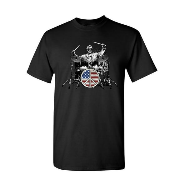 Tee Hunt Abraham Lincoln Rock & Roll Star T-Shirt Lincoln Memorial Peace Mens Shirt