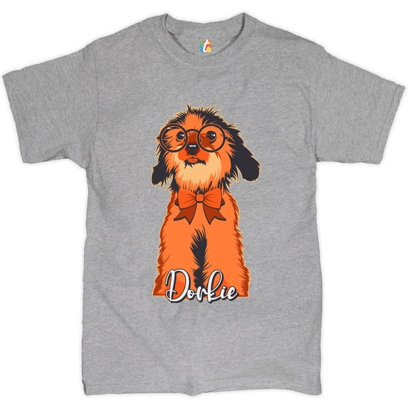 Tee Hunt Adorable Dorkie in Glasses T-shirt I Love My Pet Toy Dog Owner Men's Tee, Gray, Small