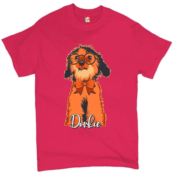 Tee Hunt Adorable Dorkie in Glasses T-shirt I Love My Pet Toy Dog Owner Men's Tee, Hot Pink, 3X-Large