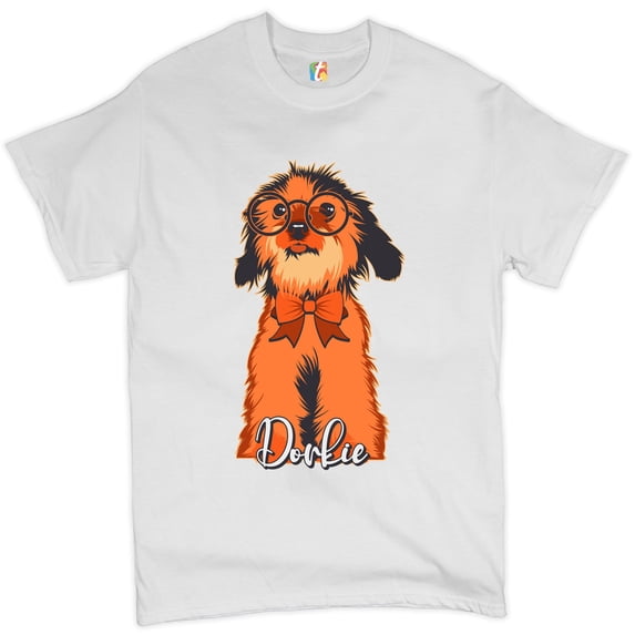 Tee Hunt Adorable Dorkie in Glasses T-shirt I Love My Pet Toy Dog Owner Men's Tee, White, Small