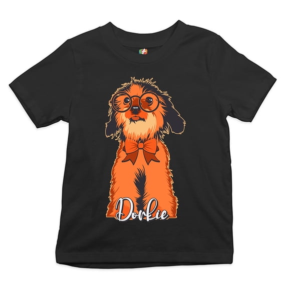 Tee Hunt Adorable Dorkie in Glasses Youth T-Shirt Toy Dog Kids, Black, X-Large