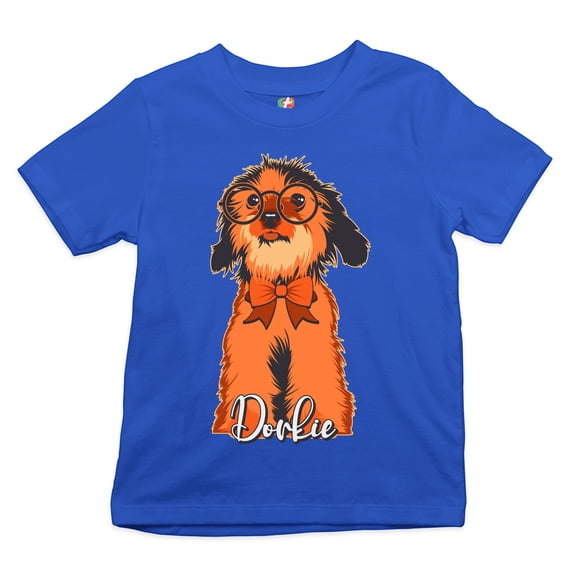 Tee Hunt Adorable Dorkie in Glasses Youth T-Shirt Toy Dog Kids, Blue, X-Large