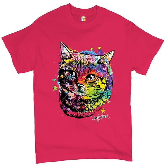 Tee Hunt Adorable Kitten T-Shirt Andy Maxx Cat Men's Tee, Hot Pink, Large