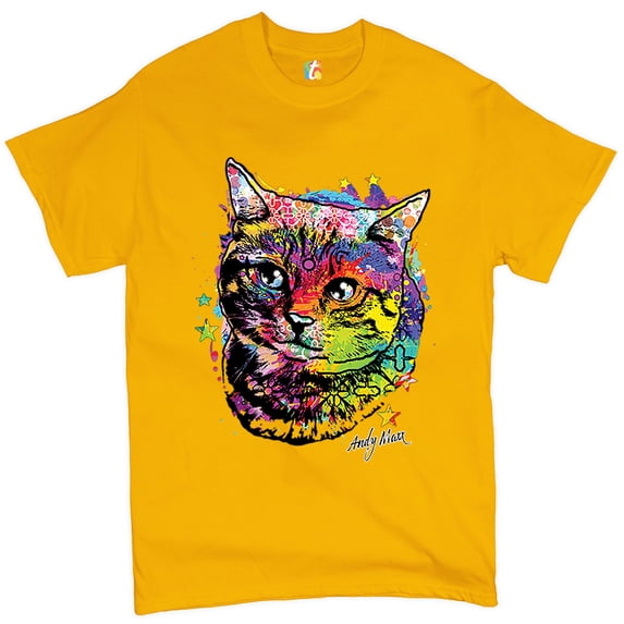 Tee Hunt Adorable Kitten T-Shirt Andy Maxx Cat Men's Tee, Yellow, Medium
