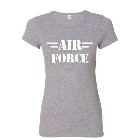 Tee Hunt Air Force Women's T-Shirt Military Veteran POW MIA Air Force Mom Shirt, Gray, Small