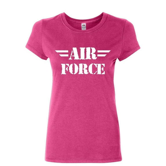 Tee Hunt Air Force Women's T-Shirt Military Veteran POW MIA Air Force Mom Shirt, Pink, Large