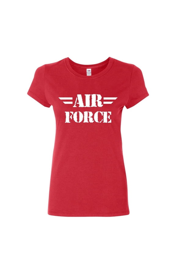 Air Force Women's T-Shirt Military Veteran POW MIA Air Force Mom Shirt, Red, Large