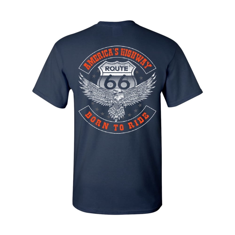 T-Shirt Blu Reale Autostrada Percorso 66 Biker&amp;motorradmotiv