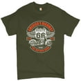 thumbnail image 1 of Tee Hunt America's Highway The Mother Road T-shirt Route 66 Biker Motorcycle Men's Tee, Military Green, XX-Large, 1 of 5